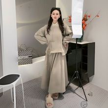 新中式套装女冬季2024新年战袍中国风盘扣加绒卫衣半身裙子两件套