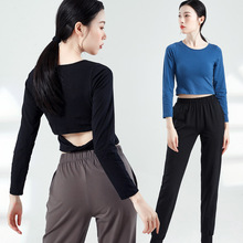 现代古典爵士舞上衣形体艺考长袖修身露背训练演出服舞蹈练功服女