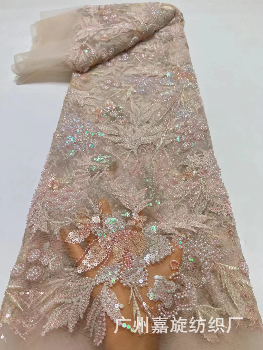Europeo y americano africano color pesado bordado tela tubo lentejuelas etapa vestido cheongsam encaje tela JX3856