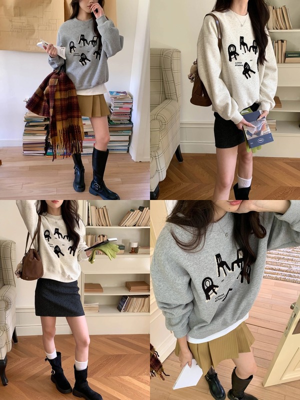 3th Morning 自留私服 椅子毛巾绣设计感圆领宽松卫衣ZY3341|undefined