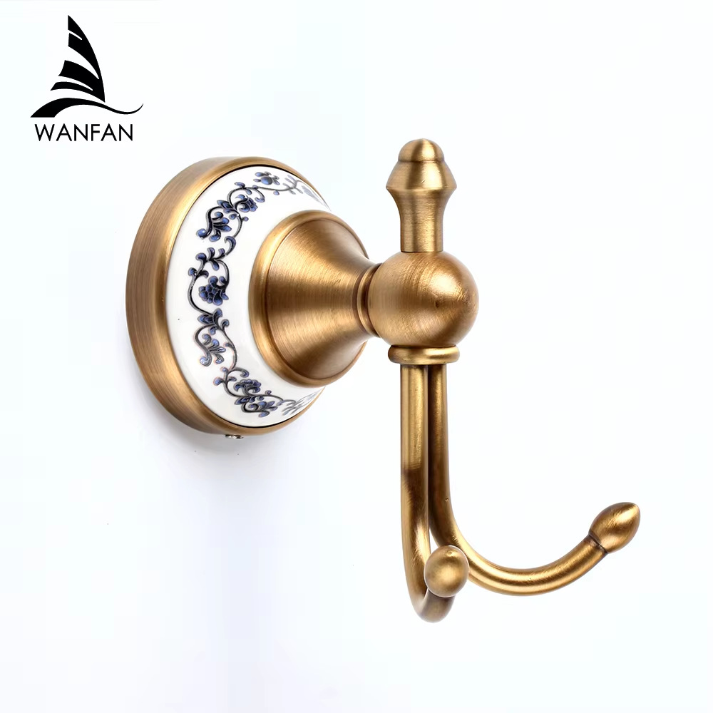 Kitchen Bathroom Sanitary Napkin Entrance Double Hook Door Rear Wall Double Use Clothes Hat Cabinet Metal Hook Antique Clothes Hook