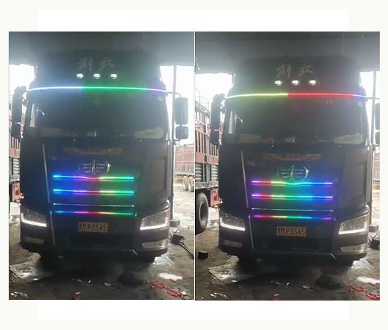 Truck 24V Special Headlight Grille Streamer Running Lights Multicolor Flashing Sun Visor Light Blocker Ranger Decorative Light