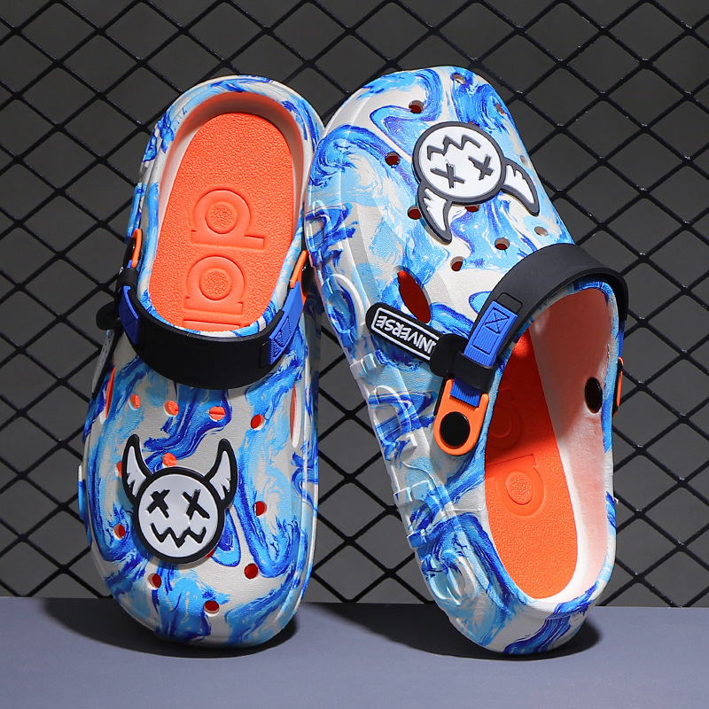 Zapatos con agujeros de suela gruesa para hombre, uso exterior de verano, suela suave antideslizante, sin sonido, sin olor, sensación de pisar mierda, sandalias de doble uso para conducir al aire libre