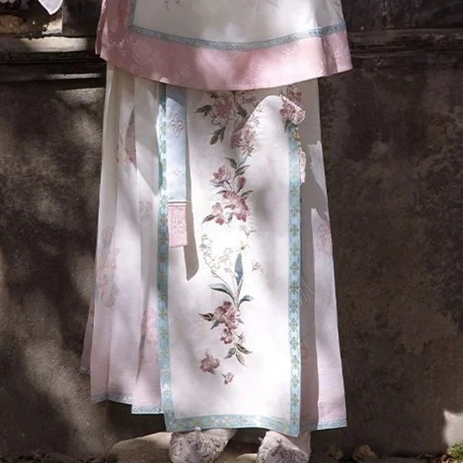 复原汉服清汉女清朝格格大袖重工印花马面裙套装汉洋折衷国风华服|undefined