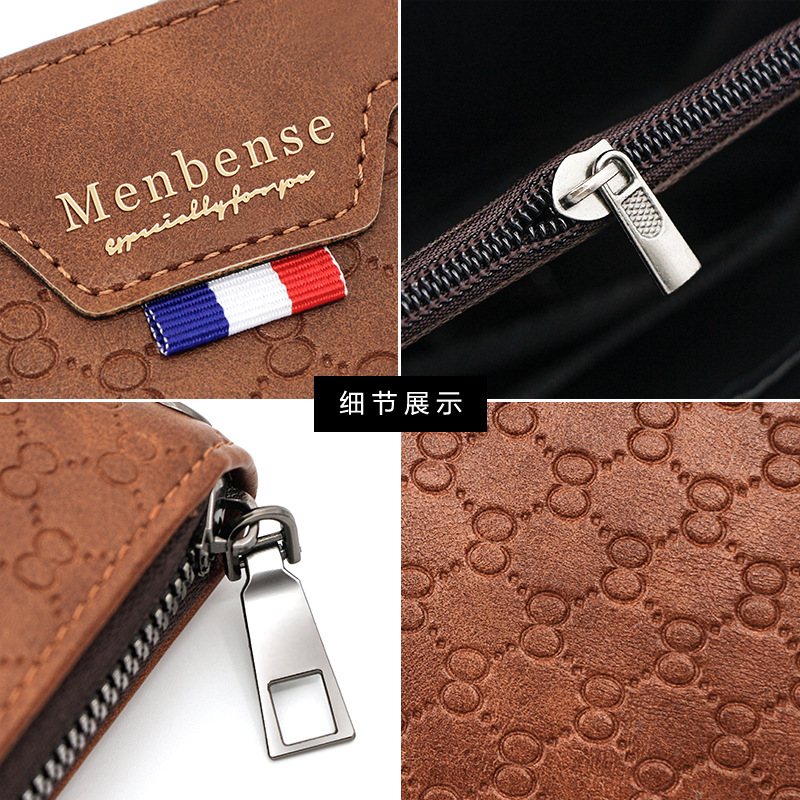 Estilo coreano de los hombres de larga cartera en relieve patrón de moda casual cartera embrague de gran capacidad Multi-tarjeta de teléfono bolsa