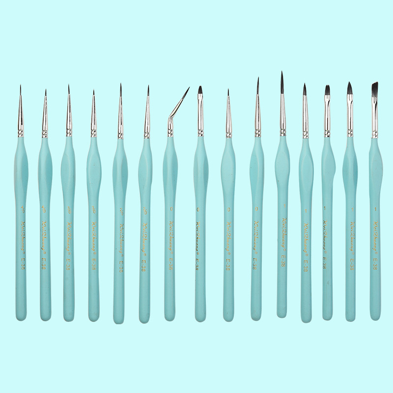 Foreign Trade 15 Hook Line Pen Set Nylon Hair Manicure Watercolor Gouache Acrylic Oil Paint Brush with Elbow Brush Set