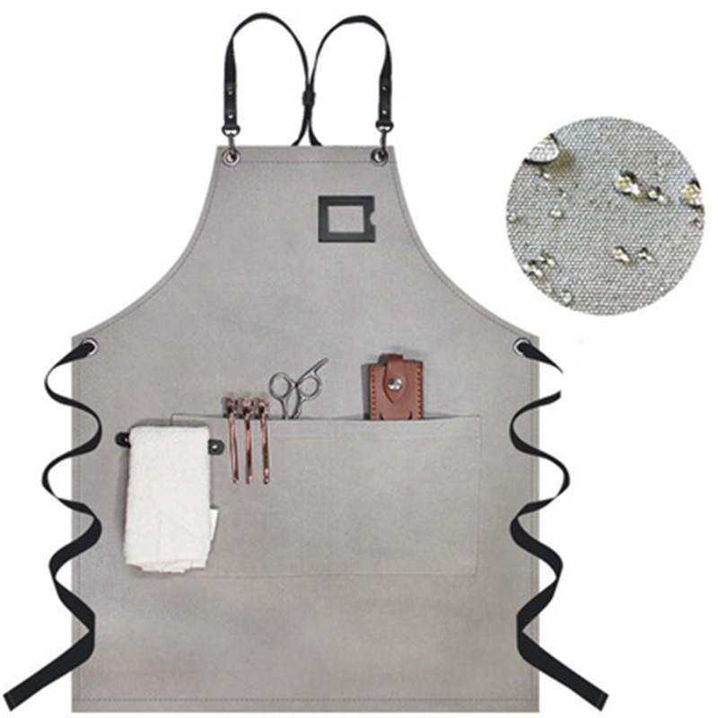 Delantal de lona gruesa logotipo personalizado Cafetería Restaurante leche tienda de té peluquería Correa guardapolvos delantal al por mayor
