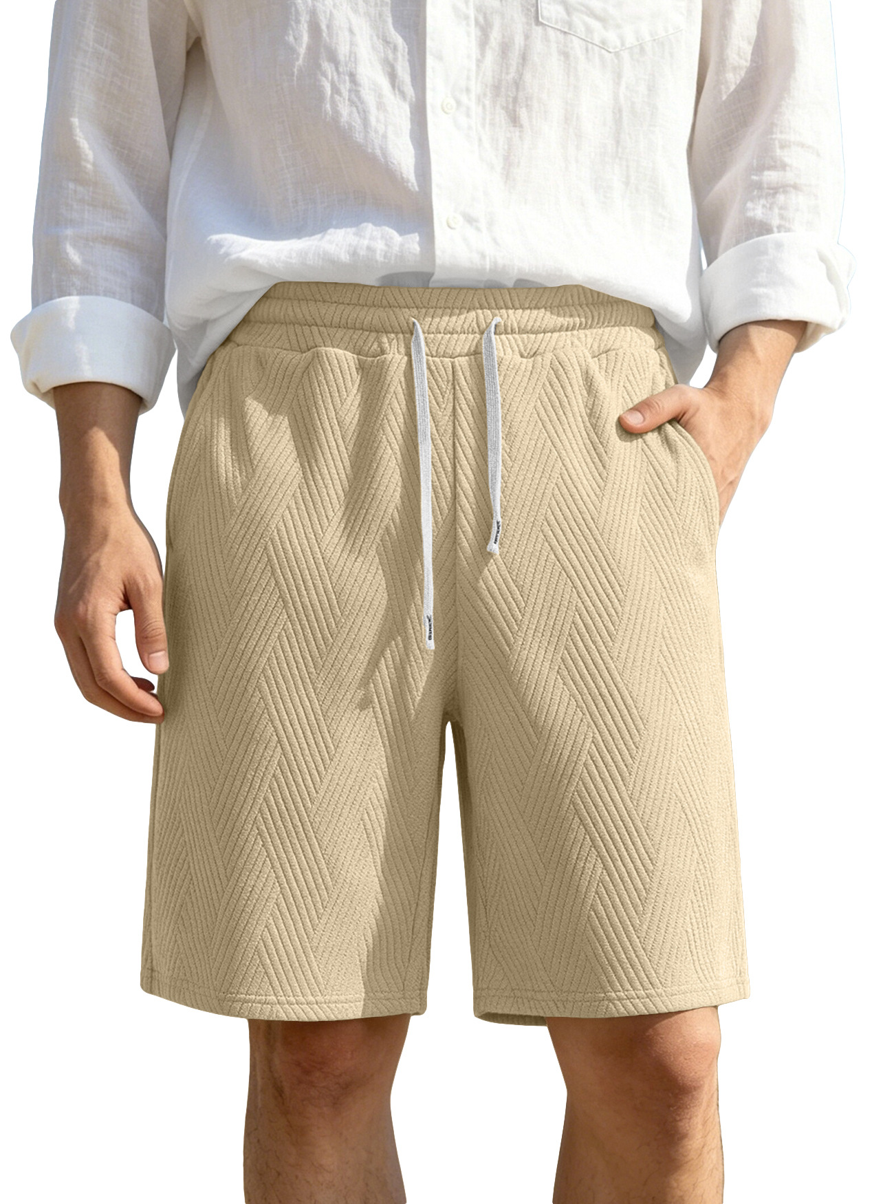 Pantalones Cortos de Playa Holgados para Hombre de Poliéster, Transpirables con Cordón, para Deporte