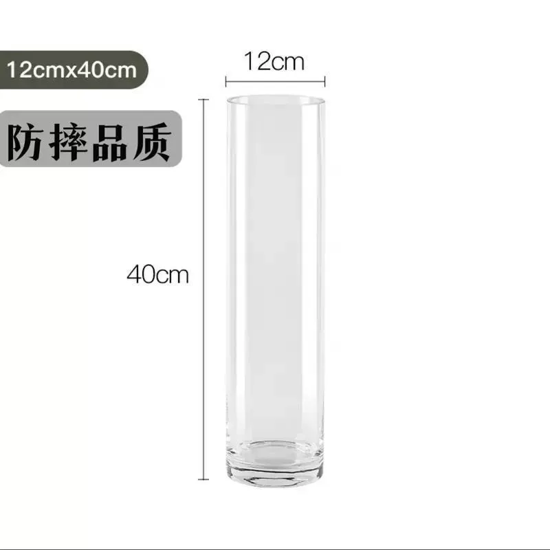 Аcrylic anti-fall vase hydroponic vessel flower arrangement rich bamboo transparent straight flower decoration living room floor-standing large