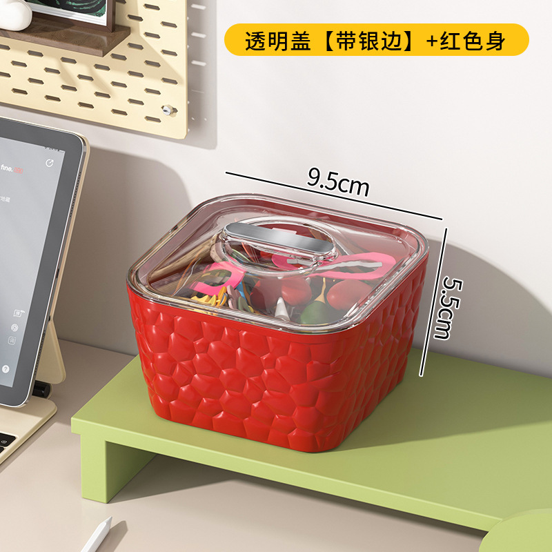多巴胺桌面收纳盒发饰手饰盒带盖发圈发绳发夹饰品透明收纳盒批发|undefined