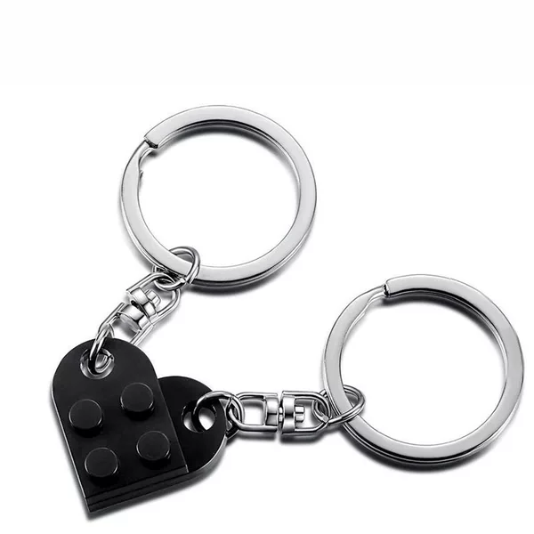 Cross-Border E-Commerce Lego Puzzle Keychain European and American New Style Detachable Building Blocks Couple Heart Keychain