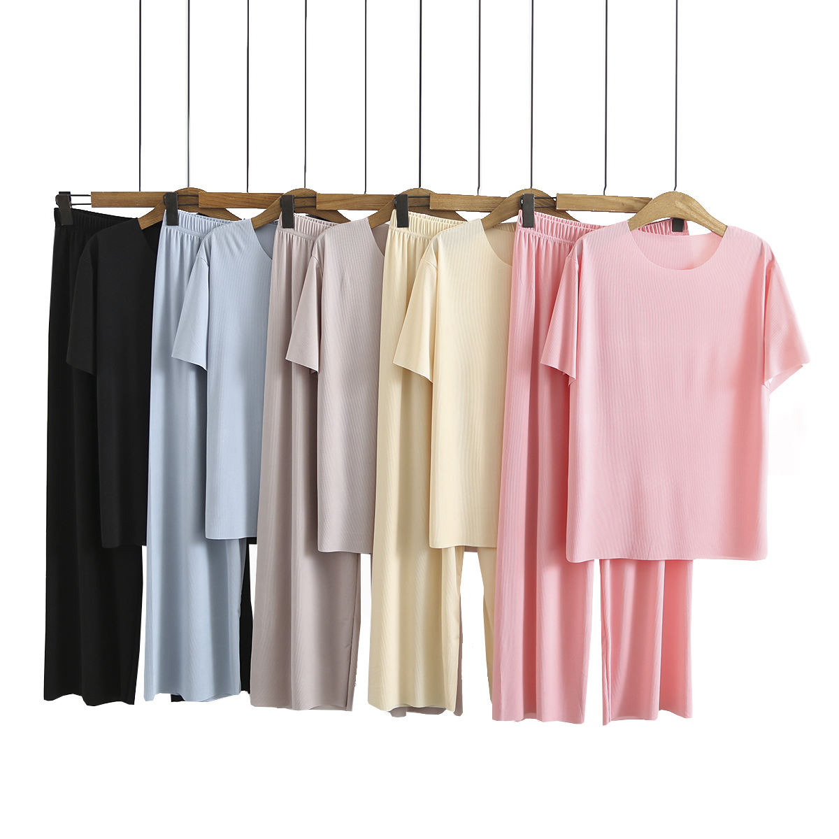 大码女装夏装舒适简约软软家居服长裤套装胖妹妹显瘦两件套11A68|ms