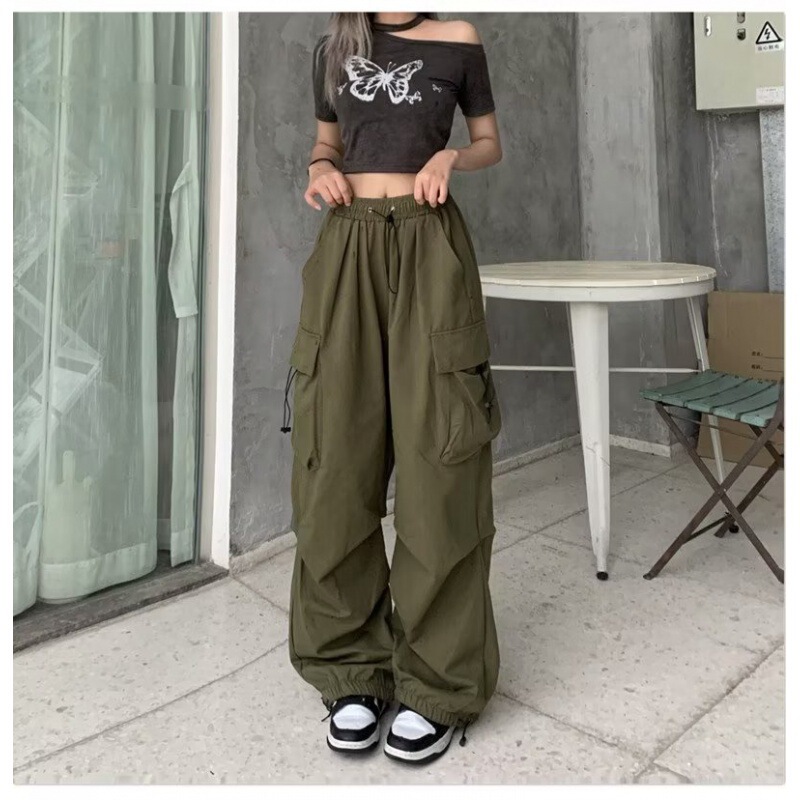2023 Original Woven Cloth Casual Pants Women's New Arrival Trousers Ins High Waist Lazy All-Match Caution Pants