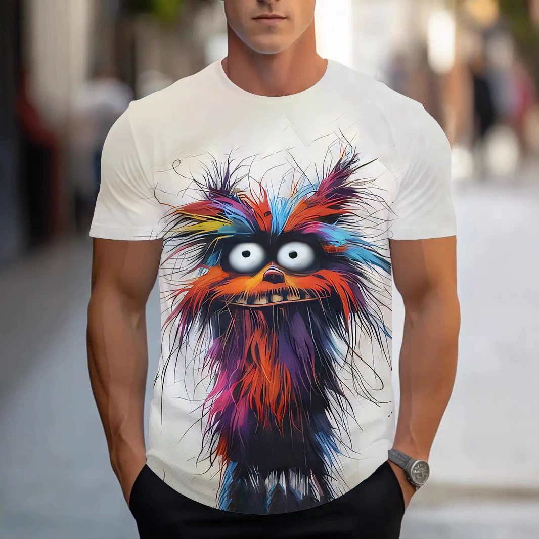 2025temu AliExpress трансграничный экспорт модная европейская и американская мужская футболка с круглым вырезом и короткими рукавами с 3D принтом повседневная мужская одежда