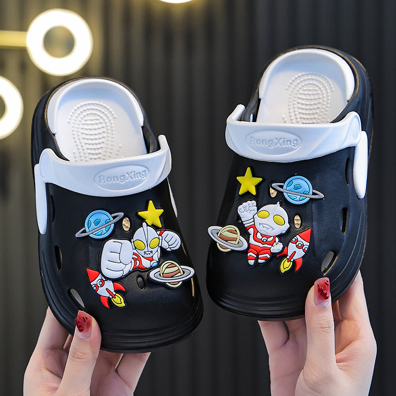 Eva Kidsren's Clogs Cute Cartoon Ultraman Kidsren's Non-Slip Wear-Resistant Breathable Home Slippers for Boys and Girls Summer