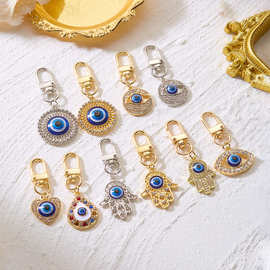 跨境欧美恶魔之眼钥匙扣蓝眼睛钥匙圈包包挂件滴油眼睛饰品创意
