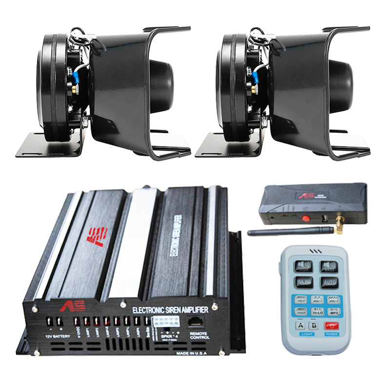 Car-mounted wireless alarm system, 600W dual-channel loudspeaker, high-pitched siren, and amplifier A10G + square-mouth speaker