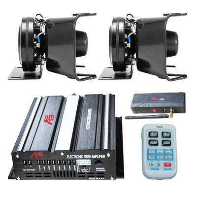 Car-mounted wireless alarm system, 600W dual-channel loudspeaker, high-pitched siren, and amplifier A10G + square-mouth speaker (Car horn/tweeter) - a10g-host-black-falcon-speaker-set-12v