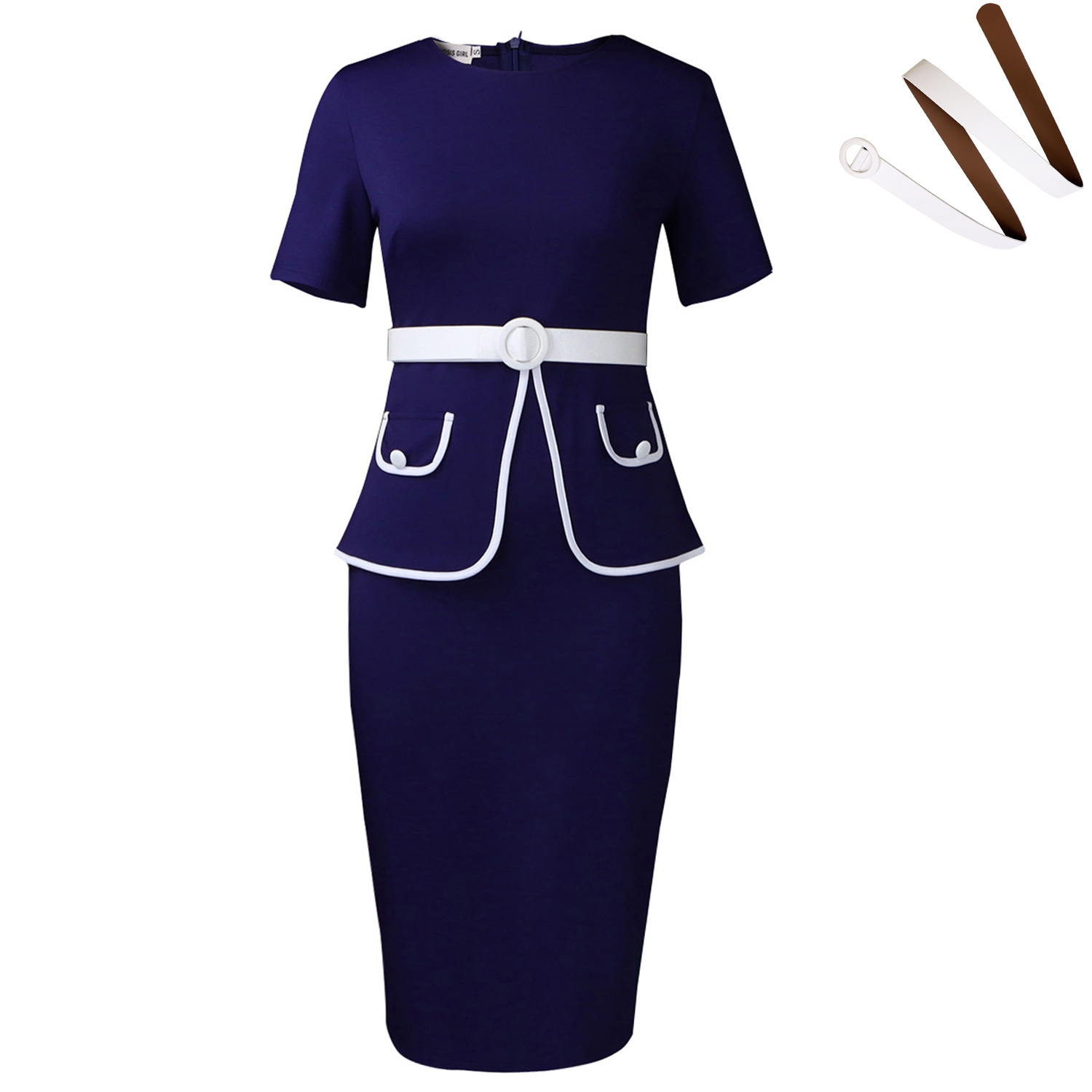 Elegant Plus Size Bodycon Dress Short Sleeve Stretch Fabric Fashionable Design Office Wear or Casual Occasion