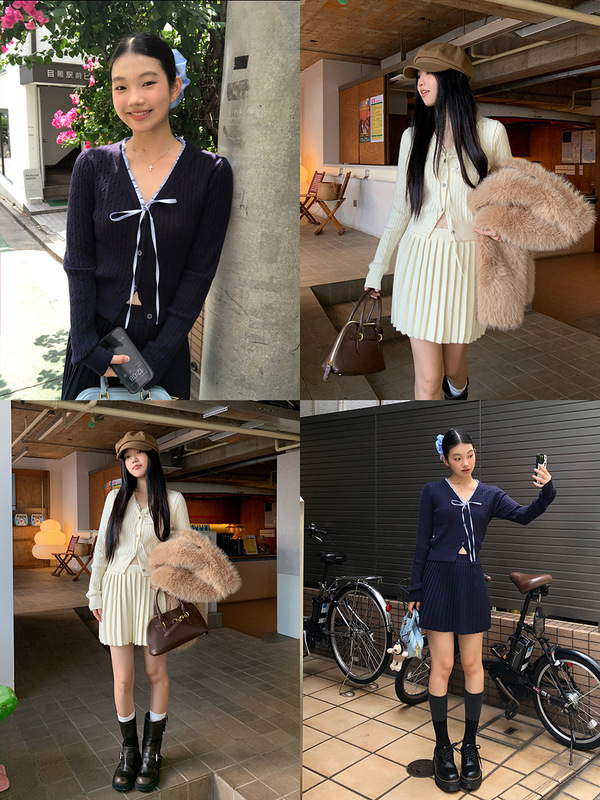 红人馆套装女2025超火减龄气质一整套ootd穿搭韩系高级针织两件套|undefined