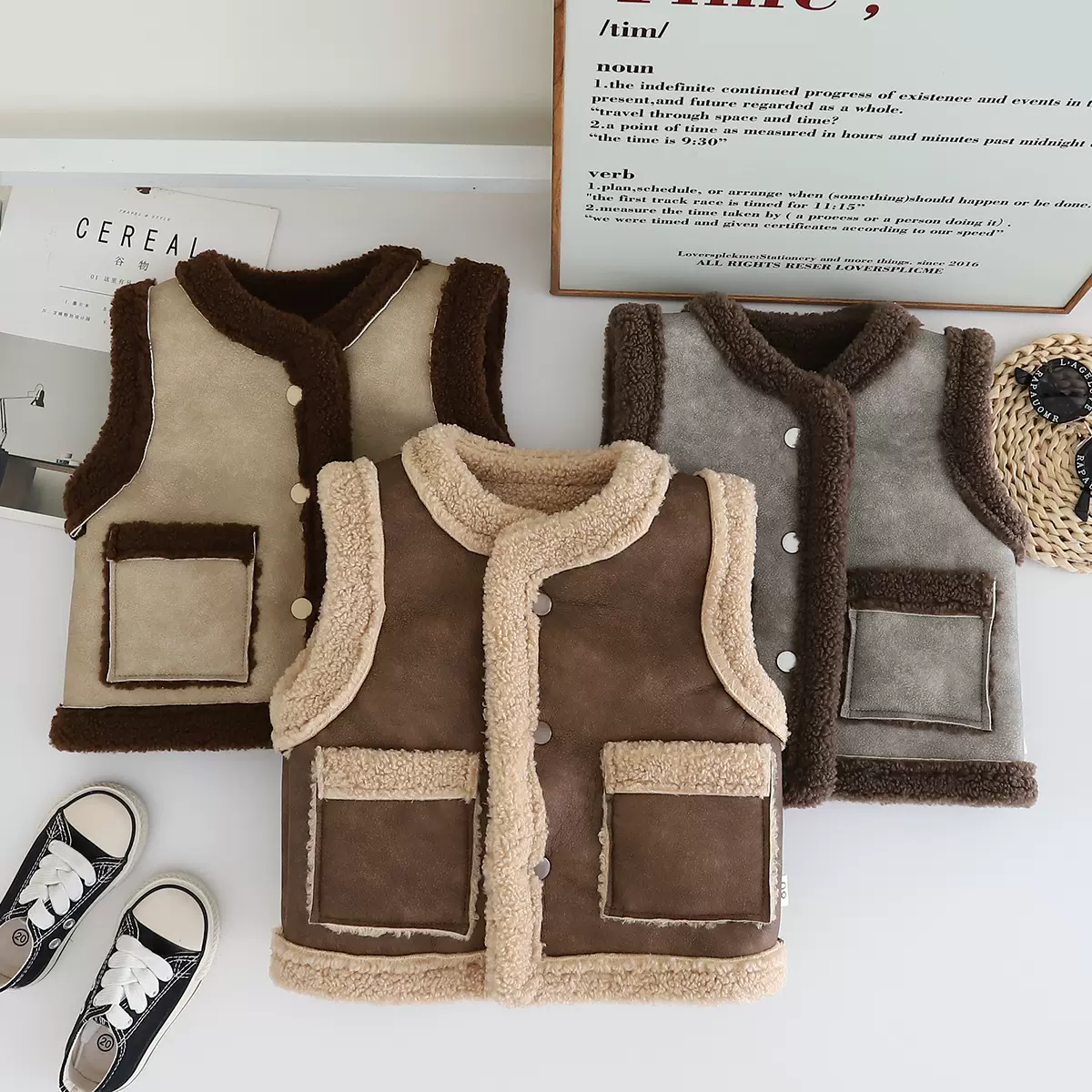 冬季男女童马甲外套宝宝洋气儿童韩版加绒加厚皮毛一体保暖衣服潮