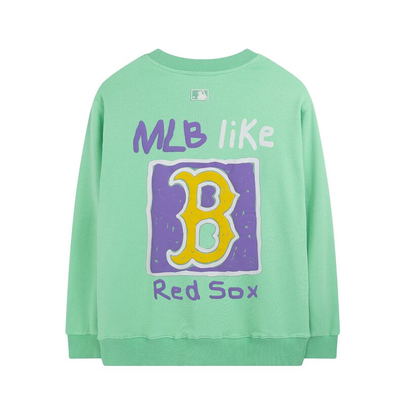 正确高品MLB韩国潮牌秋冬新款发泡涂鸦印花男女同款宽松圆领卫衣|undefined