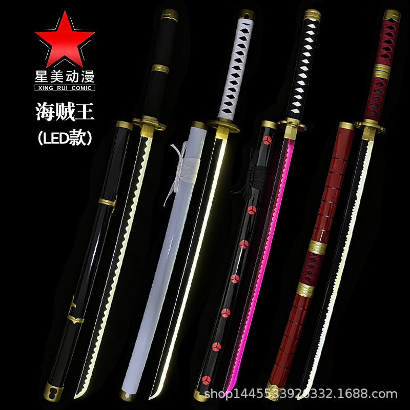 One Piece Zoro Three-Blade Charging Led Light-Up Cosplay Anime Performance Weapon Prop Children's Toy Unsharpened