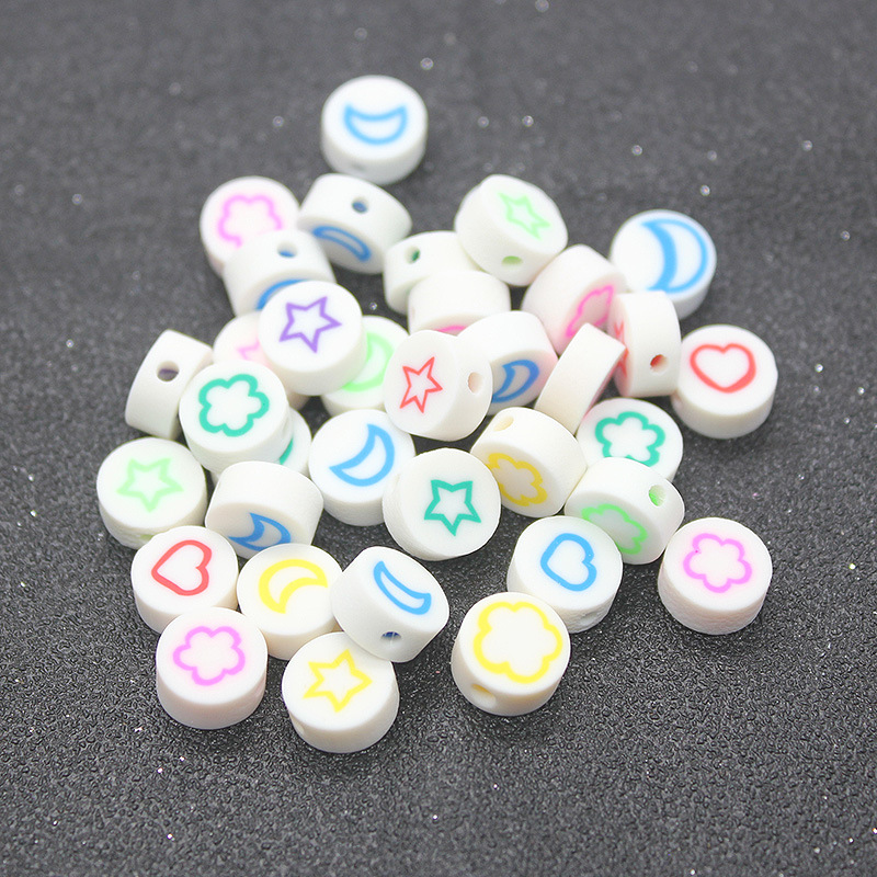 Cuentas de cerámica suave DIY, caras sonrientes, sueltas para pulseras y collares