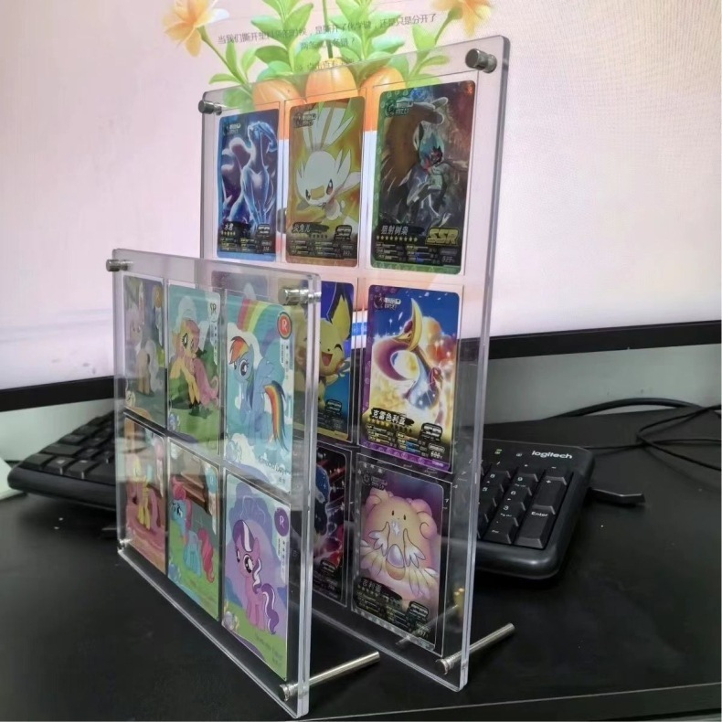 亚克力九宫格展示架凹槽吧唧小卡砖动漫卡爱豆拍立得相框摆台|undefined