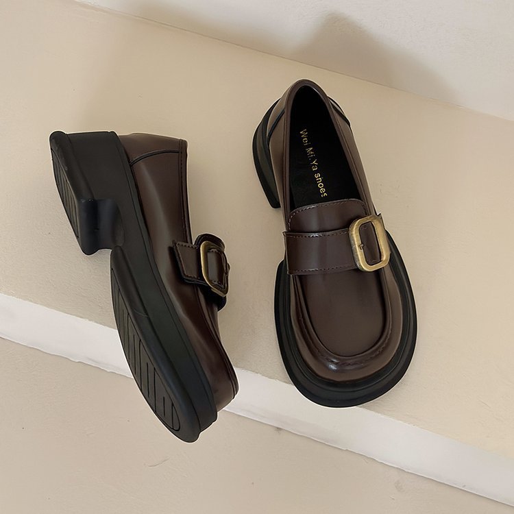 Echte Leder Mary Jane Slipper Für Damen Britischer Stil Schuhe_voghion.com