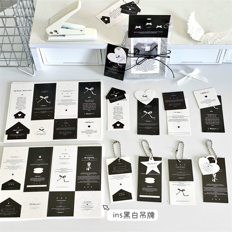 Оригинальные черно-белые бирки из карточек подвески Аксессуары Упаковка украшения Простой стиль практичный INS серии карточные подвески DIY