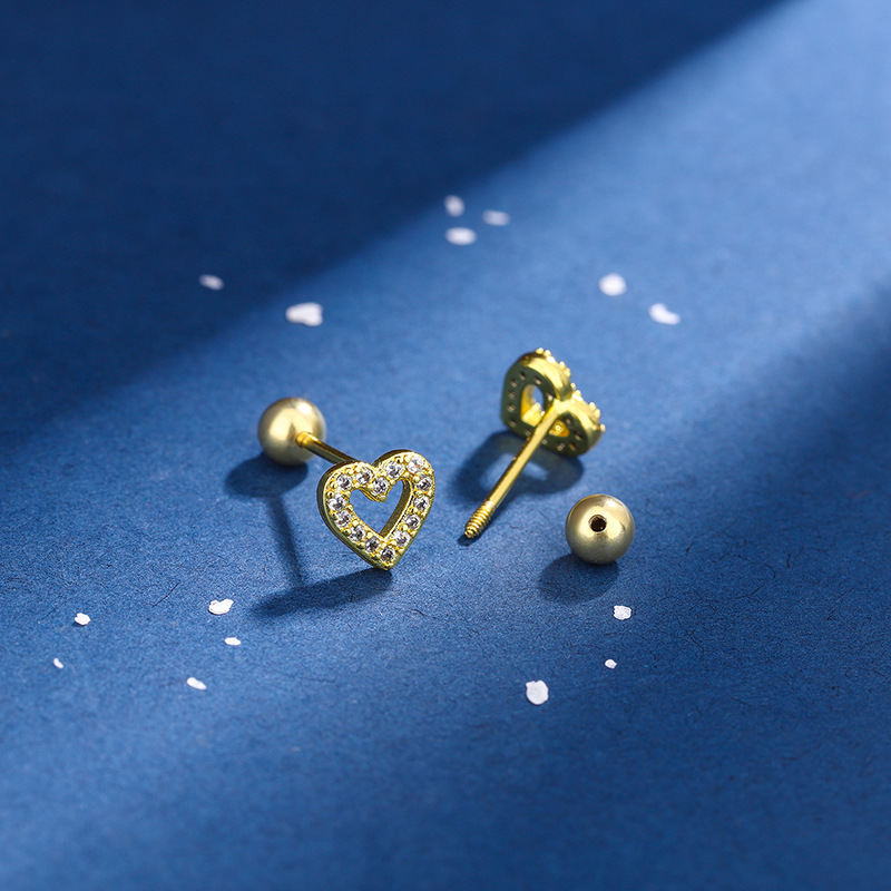 Ear Studs Classification 1 Pair Quantity Holiday, Daily Occasion Copper Material 1 Pair Sweet Shiny Heart Shape Inlay Copper Zircon Ear Studs