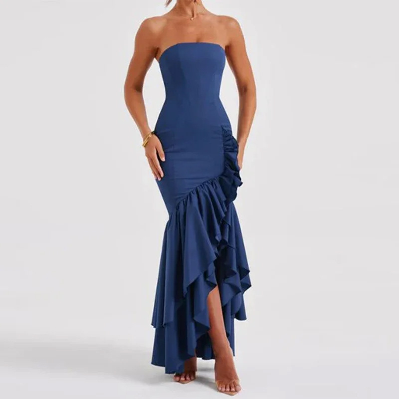 Wholesale Women's Elegant Sexy Backless Solid Color Cocktail Party Strapless Sleeveless Party Dress display picture 7