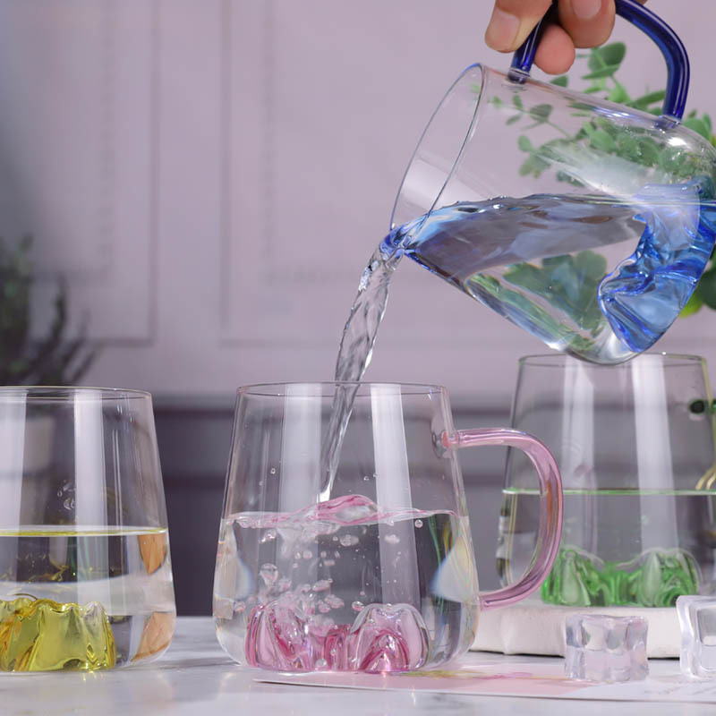 Mango Taza de vidrio Guanshan Taza de café de alto valor Taza de agua para el hogar Taza de desayuno Taza de cerveza de bar Taza de té de jugo