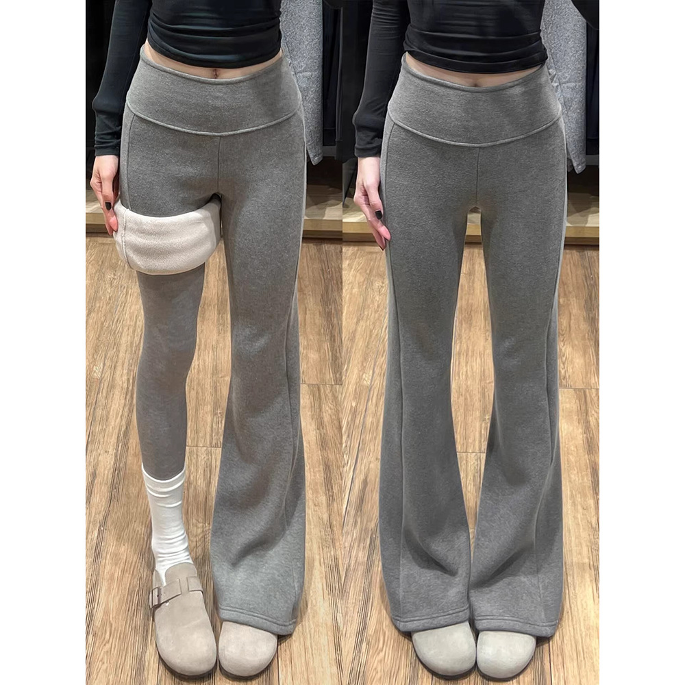 Fleece-Lined Flared Pants for Women, Autumn and Winter Thickened Warm Leggings, Petite Size Sports Yoga Flared Sweatpants