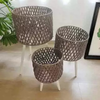Cesta de Flores Decorativa Tejida a Mano de Cuerda de Papel para Sala de Estar y Oficina image 34