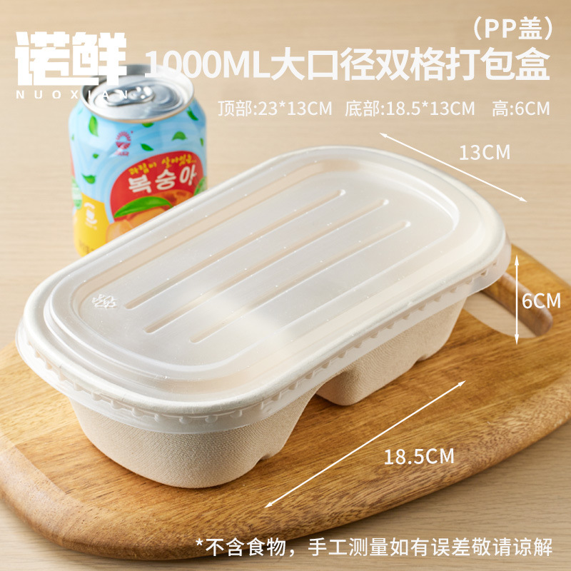 Caja de embalaje de frutas, caja de comidas desechable, viaje de primavera, picnic, camping, comida ligera, arroz cortado, doble división al aire libre