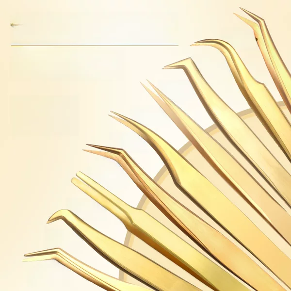 Eyelash Tweezers for Grafting False Eyelashes, Professional Eyelash Extension Tools, Gold Feather Clip, Full Set of Tools, Eyelash Curler, Dolphin Clip