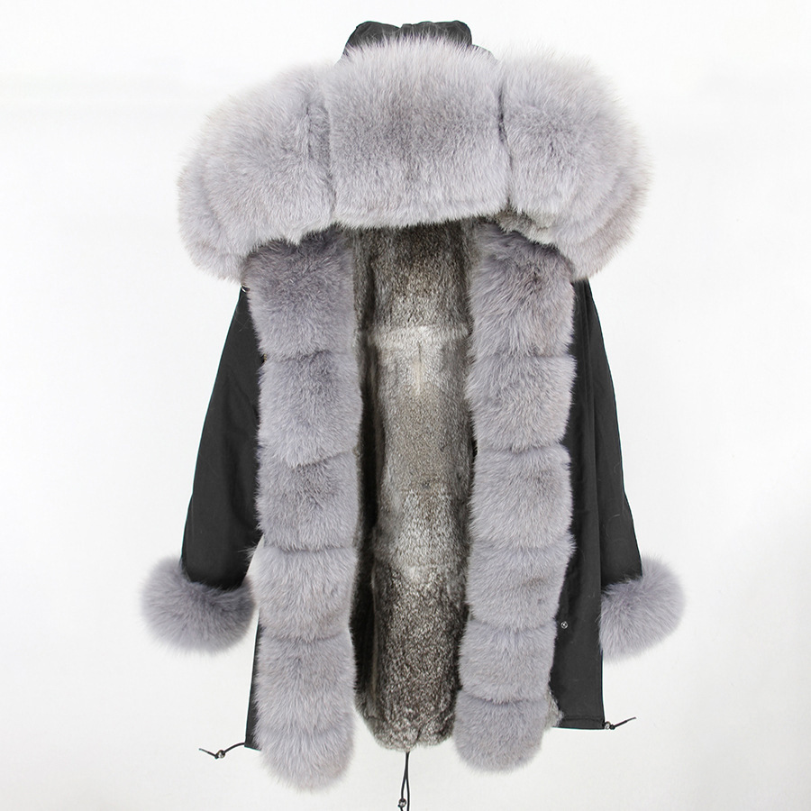 Abbigliamento da donna Autunno e inverno Pelliccia di procione naturale Pelliccia di volpe Collo grande Ispessimento Fodera in pelliccia di coniglio calda Moda Parker_voghion.com