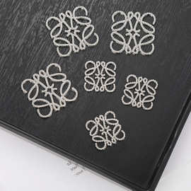 几何镂空饰品配件 方形线条合金配饰 极简风满钻潮流包包发夹饰品