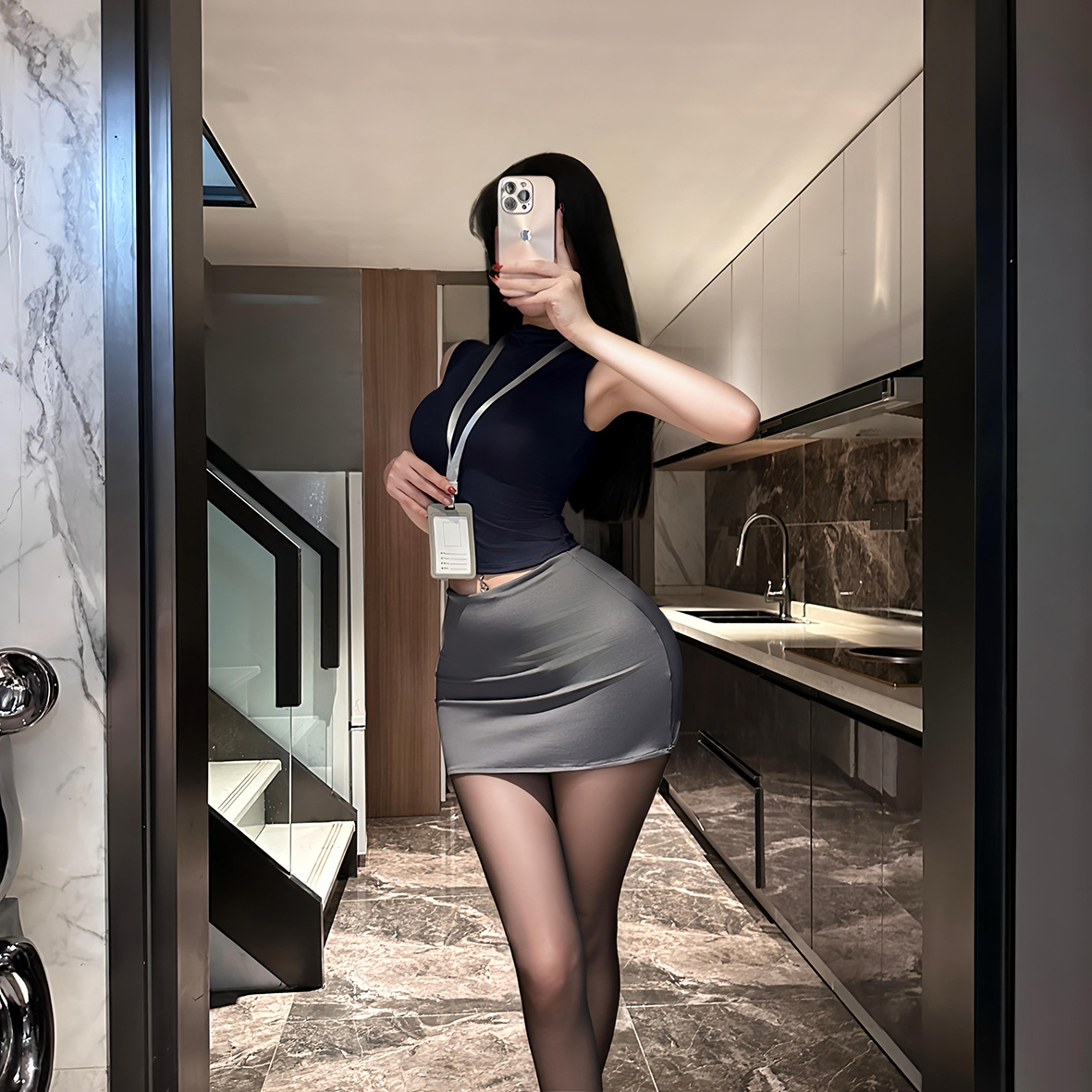 Orange Friendship Sexy Lingerie Pure Desire Secretary Bodycon Skirt Flight Attendant Uniform Passionate Nightclub No-Take-Off Set Qqny Abstinence Style