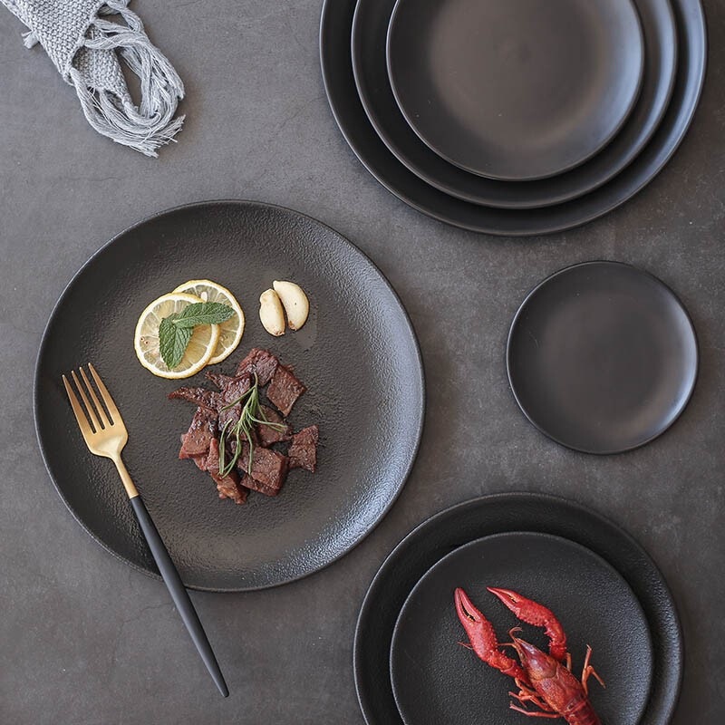 ins Nordic Steak Plate Matte Glaze Western Food Plate Flat Plate Hotel Ceramic Tableware Scratch-resistant Frosted Plate ins Nordic Steak Plate Matte Glaze Western Food Plate Flat Plate Hotel Ceramic Tableware Scratch-resistant Frosted Plate