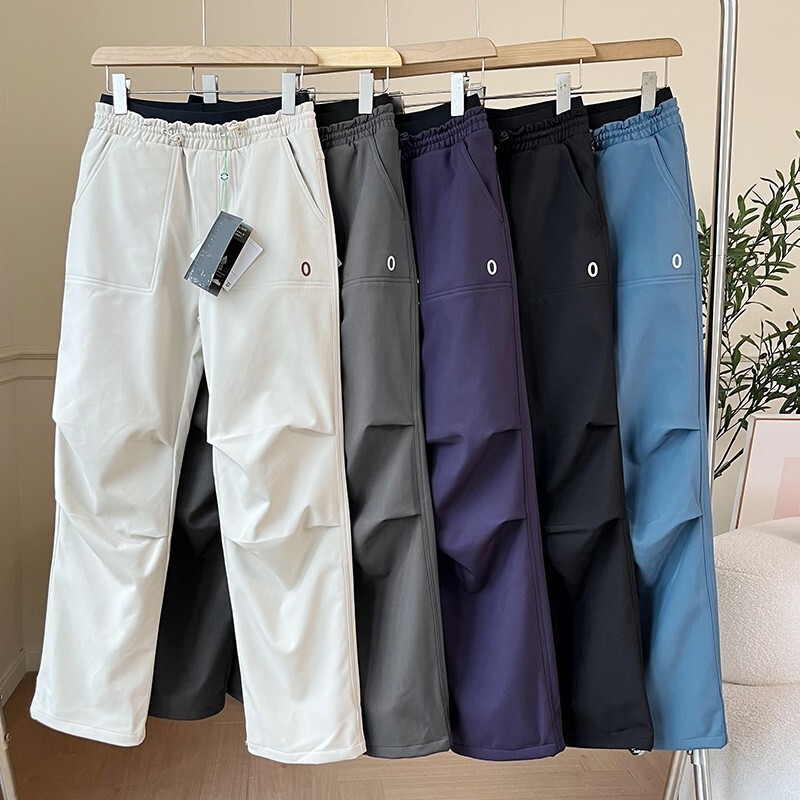 Japanese-Style Rose Pattern Fleece-Lined Softshell Pants, Winter Paratrooper Pants, Outdoor Waterproof Casual Pants, Hiking Pants for Women