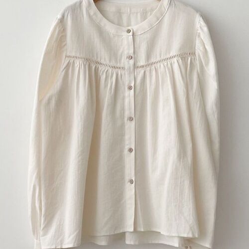 Korean Dongdaemun New Women's Chic Patchwork Lattice Lace Versatile Shirt Sweet Spring Autumn Solid Color Top