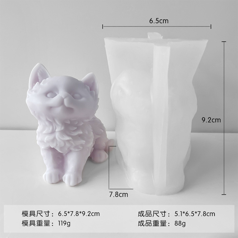 Jiahuimei lindo gato aromaterapia vela molde DIY tridimensional animal gatito yeso epoxi decoración abrasivo herramienta