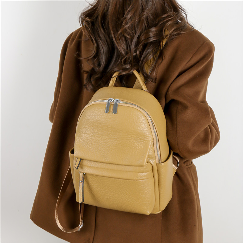 Leisure for women, new PU soft leather texture, simple women's backpack, Korean version, fashionable shopping and travel_voghion.com