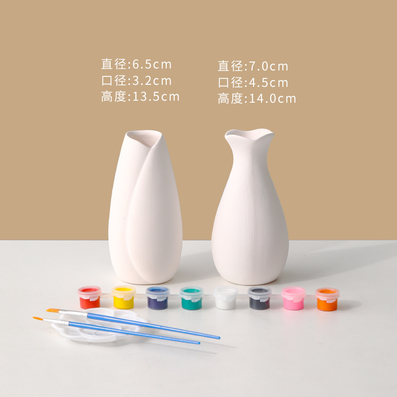 Jarrón de cerámica en blanco simple bricolaje blanco embrión bajo vidriado pintura de color sin yeso pintura de la mano de los niños de cerámica en blanco liso envío gratuito