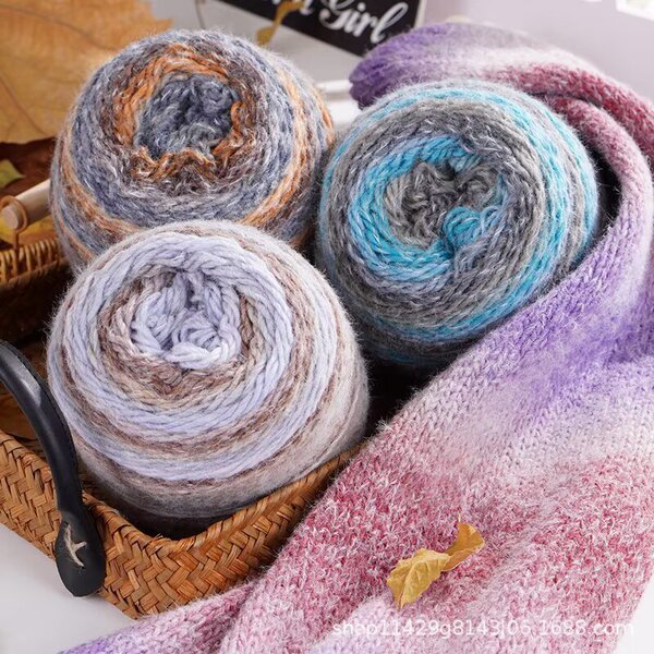 Rainbow woolen woven scarf handmade