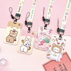 Cross-border ABS cute cartoon card holder student ID card access card membership card protective cover with anti-lost long lanyard