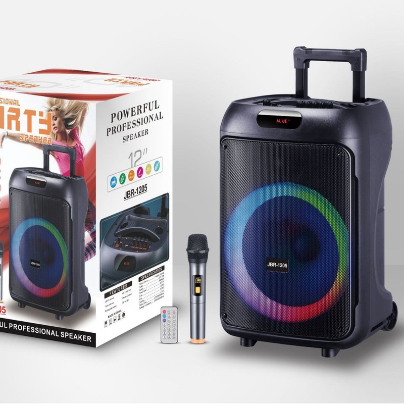 JBR-1205 メーカーシングル 12inch 屋外トロリーオーディオ Bluetooth デュアルワイヤレスマイク 40W9V ハイパワー外国貿易|undefined
